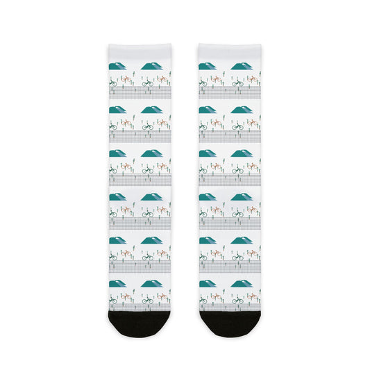 Nature-Inspired Crew Socks, Fun Gift for Outdoor Lovers, Cozy Footwear for Hiking, Unique Sublimation Socks, Casual Everyday Style